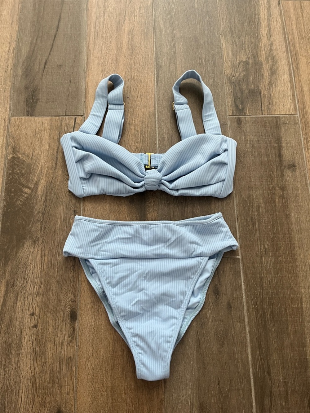 New Montce Hayden Knotted Rib Top and Tamarindo High Cut Bikini Bottom Set Large - Picture 4 of 10